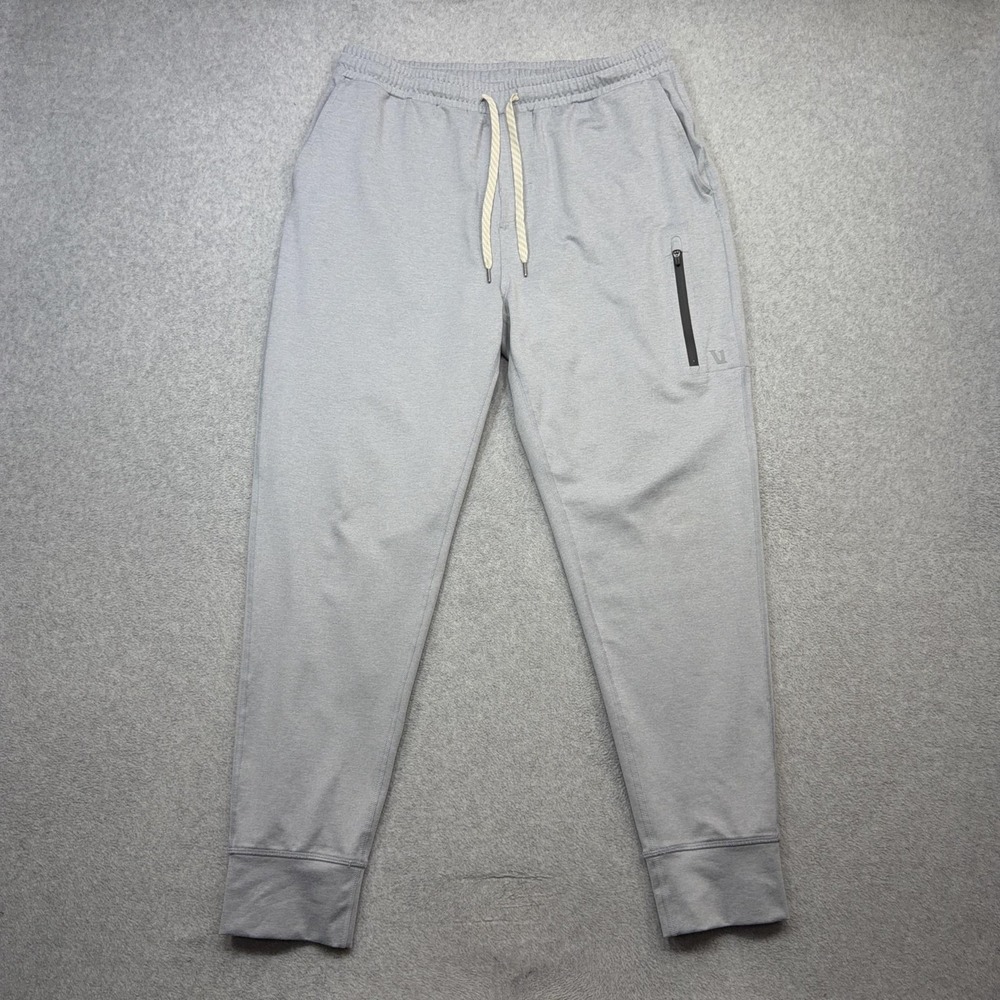 Vuori Sunday Performance Jogger Pants Mens Large Light Gray Zip Pockets Stretch